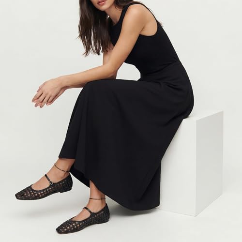 Image of Molozoey Woven Mesh Ballet Flats for Women with Metal Buckle Strap Ballerina Flat Shoes Comfortable Round Toe Mary Jane Flat.