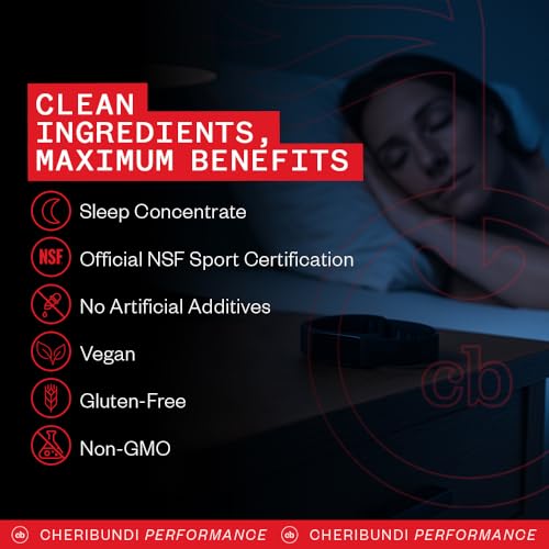 Cheribundi Tart Cherry Juice Sleep | Tart Cherry Juice with L-Theanine & Valerian Root | Athletes Recovery Drink | Promotes Restorative Sleep, Muscle Recovery & Boosts Performance | 8 floz (12 Pack)