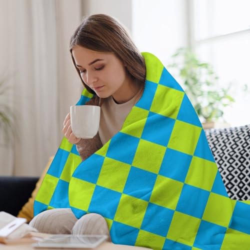 Couverture en peluche de qualité supérieure plaid écossais vert et turquoise doux - 8