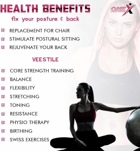 ONEX Pregnancy Ball, exercise ball, yoga ball, birthing ball, birthing ball, Pilate Balance Balls with Pump, Anti-Slip & Anti-Burst,Fitness, Physical Therapy, Gym Office and Home Exercise (PINK) - Image 7