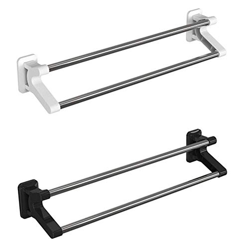Porte-serviettes double barre inox support mural pour rangement douche - 4