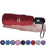 Stabile und winddichte Regenschirm-Konstruktion - im Gegensatz zu anderen automatischen Mini-Regenschirmen aus silbernen Aluminiumrippen, ist unser kompakter Mini-Regenschirm aus 8 schwarzen Eisen-Rippen. Der Schaft ist dicker als andere gewöhnliche 6- oder 8-Rippen-Regenschirme. So kann dieser kompakte Reiseschirm dem normalen starken Wind und Regen standhalten und sicherstellen, dass er nicht leicht nach innen geklappt wird.