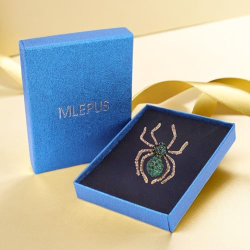 Image of Rhinestone Spider Brooch for Women Men Gold Plated Fashion Crystal Vintage Brooch Green Black Large Insect Animal Lapel Pin Creative Dress Accessories Theme Party Jewelry Gift Father's Day Halloween