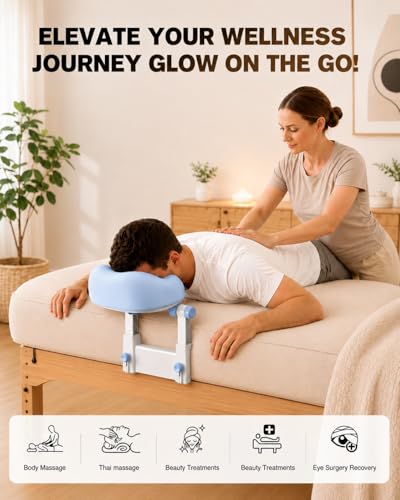 Olaeleay Massage Headrest for Bed – Adjustable Massage Face Cradle at Home that Turns Any Bed into a Comfortable Table for Home Spa, Couples Relaxation, Beauty & Tattoo Sessions — view 3