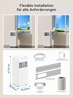 7000 BTU Mobile Klimaanlage 4-in-1, Ventilator und Luftentfeuchter, 19 l, leise mit 24-Stunden-Timer – Abluft- und Dichtungsset für Fenster – bis zu 25 m²(weiß) – Ansicht 7