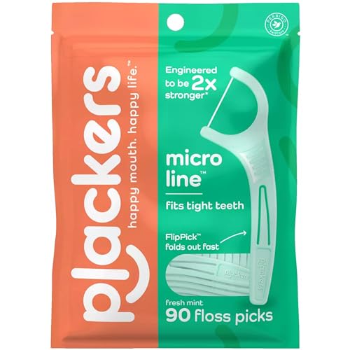 Plackers Micro Mint Dental Floss Picks, 90 Count (Pack of 3)