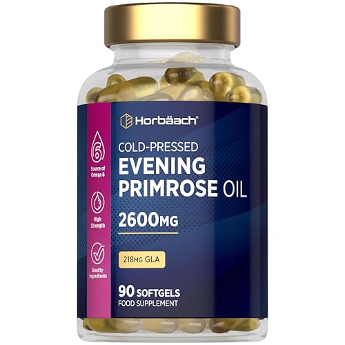 Evening Primrose Oil 2600mg | High Strength with Omega 6 GLA | Pure & Cold-Pressed | 90 Softgel Capsules | by Horbaach