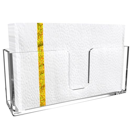 XQIGI Acrylic Napkin Holders, Guest Towel Dispenser Napkin Paper Stand, 9 Inch Clear Hand Towel Storage Tray for Bathroom Vanity Countertop, Kitchen Counter, Dining Table Parties Weddings