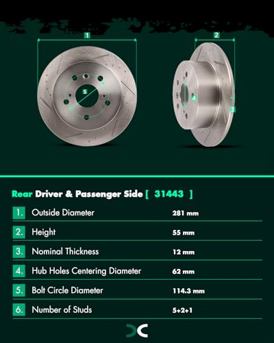 Image of SCITOO Brake Kits For Lexus For ES350 2007-2012,For Toyota For Avalon 2008-2012,For Camry 2007-2011 Front Rear Drilled & Slotted Disc Brakes Rotors and Ceramic Brakes Pads 31434;31433;D1293;D1212
