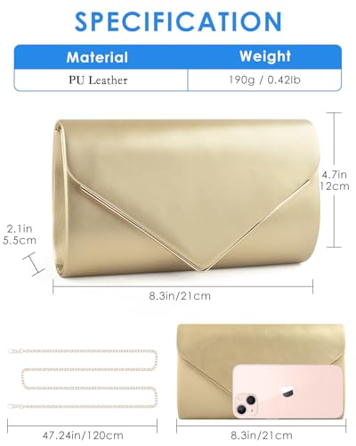 Image of TINDTOP Clutch Purses for Women, PU Leather Formal Evening Bags Shoulder Party Handbags Wedding Cocktail Prom Clutches