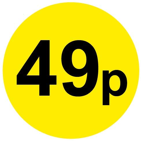 Permanent Adhesive - Black & Yellow 30mm Price Stickers/Labels from 10p to £5.25, 500, 49p — image 1