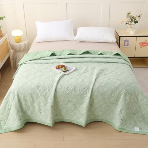 Highdi Bedding Edredón Acolchado, 2.5 TOG Microfibra Bedding Ligero Edredón Color Liso Edredon Cama, Manta de Cama para Sala de Estar, Dormitorio, Estudio (Flor Verde,150x200cm)