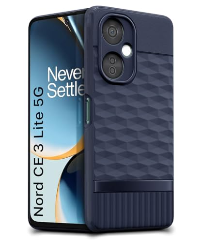 Image of WOW IMAGINE Back Cover for 1+ OnePlus Nord CE 3 Lite 5G with Hexa Cube Design | Ultra Slim Soft Rubberised Case | Inner Velvet Fabric | Matte Silicone Flexible Mobile Case | Camera Protection - Blue