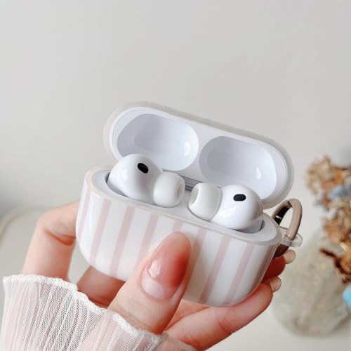 Image of MINSCOSE for AirPods Pro 3rd Generation Case (2025),Cute Striped Aesthetic Pattern Design with Trendy Keychain Ring,Soft TPU Protective Shockproof Cover with Cleaner Kit for Airpods Pro 3-Khaki
