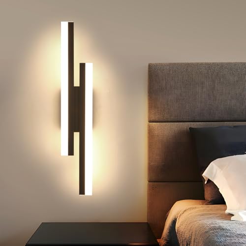 Riserva Wandleuchte Innen LED, 16W Wandlampe Modern Schwarz, 3000K Warmweiß, Lange Wandleuchte Einfâ€¦ – Miniatur
