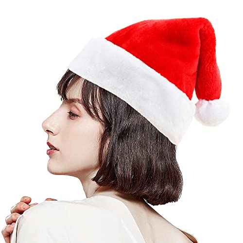 AWCIGG Bonnet Noel Adulte De Luxe Velours de Bonnet de Père Noël Femme Chapeau Pere Noel Adulte en Peluche Bonnet Mere Noel Convenable Aussi Pour Ados Christmas Hat Santa Hat Unisex Cover