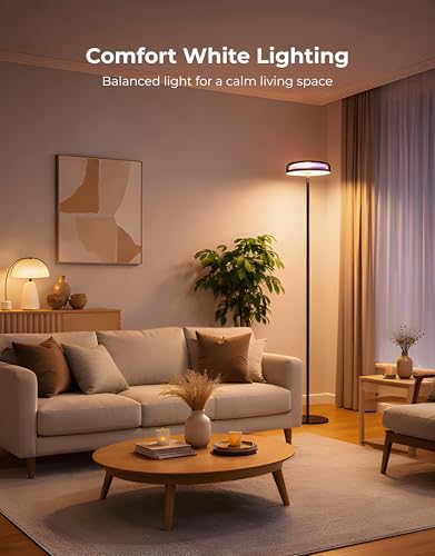 Image of Apex Uplighter Floor Lamp for Living Room, RGBIC Water Ripple Projector, Floor Lamp for Bedroom, Smart LED Corner Floor Light with RA90 Reading Lamp, App & Button Control