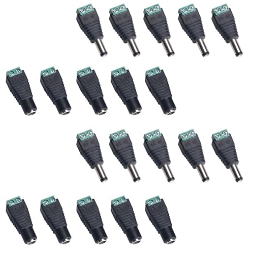 サムコス 5.5mm x 2.1mm DC 12V電源アダプタクイックコネクタ ネジ端子アダプタ CCTVカメラとLEDテープライト用DCジャック変換プラグ 10個セット （5 メス + 5 オス）のサムネイル