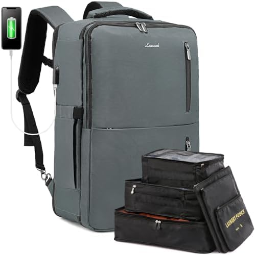 Zaino Da Viaggio Uomo 3 In 1 - Bagaglio A Mano Grande 45x31x10 Cm, Con Porta USB, Per Laptop 15.6", Ryanair, Business E Tempo Libero, Nero
