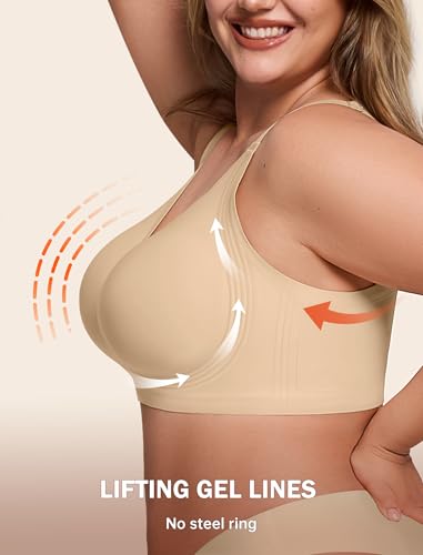 Image of LetsJoli Bras for Women Supportive Wireless Push Up Bra Full Coverage No Underwire Seamless Plus Size for Older Women