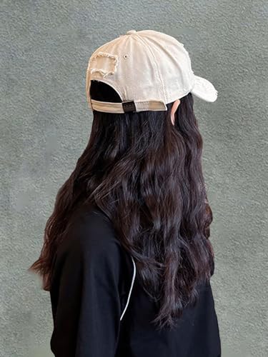 Image of Unisex Ripped Distressed Denim Ring Baseball Cap Hip Hop Vintage Dad Hat Adjustable
