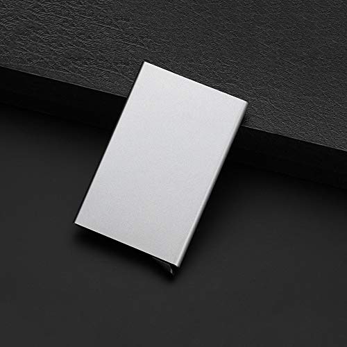 AINAAN RFID Credit Card Holder,Anti-degassing,Minimalist Slim Wallet,Aluminum alloy unisex (Silver)