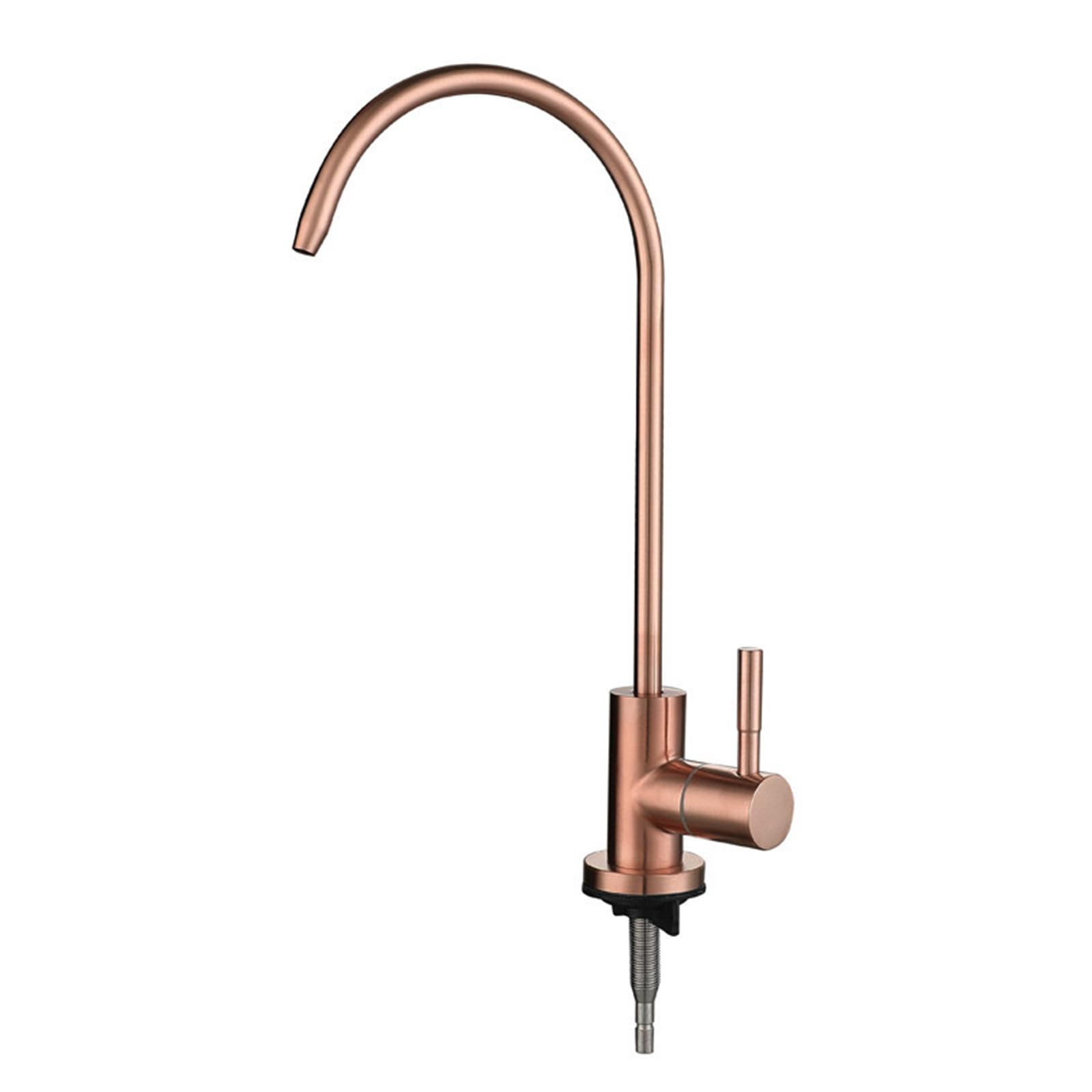 Iuoklu Rose Gold Faucet Stainless Steel Swan Neck Kitchen Sink With Drinking Single Handle Cooling White Water Filter Tap ( A)