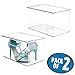 mDesign Stackable Plastic Closet Storage Container Bin Box with Hinge Lid for Organizing Shoes, Booties, Pumps, Sandals, Wedges, Flats, Heels - Lumiere Collection - 2 Pack - Clear