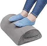 Ergonomic Foot Rest Cushion Under Desk with High Rebound Ergonomic Foam Non-Slip Half-Cylinder Footstool Footrest Ottoman for Home Office Desk Airplane Travel (Grey)