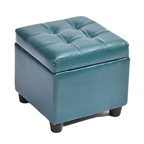 Pufs y reposapiés multifuncionales, suave, impermeable, fácil de limpiar, 4 colores disponibles (azul, 35 x 35 x 35 cm), perfecto para decoración del hogar y comodidad.