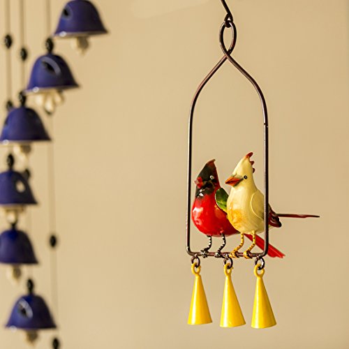 Image of ExclusiveLane The Couple KaraokeΓCO Hand-Painted Decorative Hanging Wind Chime in Metal -Wind Chimes for Home Positive Energy Balcony Home Decorative Items Wall Hanging Bells Decor for Living Room (EL-015-055)