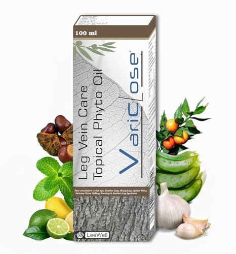 Variclose® Ayurvedic Topical Phyto Oil For Management Of Varicose Veins, Spider Vains | Deep Penetration Formula Targets Root Cause | Cramps & Vein Swelling Relief | Anti Varicose Veins & Circulation Support | Reduces Painful Legs & Swelling | Micro circulation for skin | Reduces Cramps, Swelling & Restless Painful Legs, Calf Massage oil - 100 ml (non sticky)