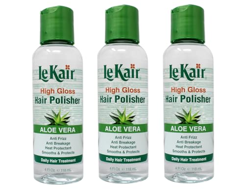 LeKair High Gloss Hair Polisher with Aloe Vera, Anti Frizz, Anti Breakage, Heat Protectant, Smooths & Protects Daily Hair Treatment 4 fl. Oz - 3 Pack