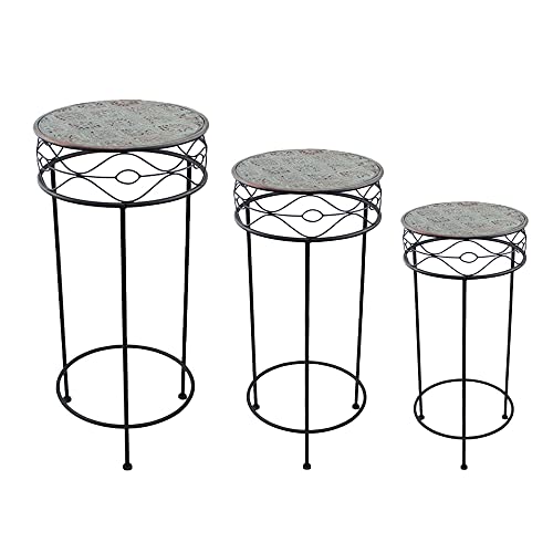 Red Carpet Studios 20176 Indoor/Outdoor Rustic Metal Plant Stands, Set Of 3, Patina #TOP24