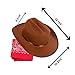 Narwhal Novelties Junior Brown Cowboy Hat with Red Bandana Set - Kids Western Wear with Felt Cowboy Hat for Boys, Kids Cowboy Hats for Dress up Parties - Kids Cowgirl Hat