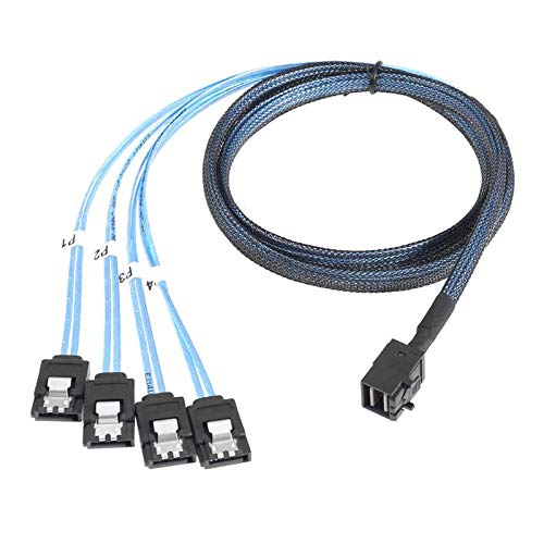 KMLP Mini SAS SFF-8643ホスト - 7ピン4 SATAターゲットハードディスク6GbpsデータサーバーRAIDケーブル、長さ:1m 用