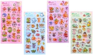 4個人気3D立体 シール シールセット かわいい デコステッカー スマホ 手帳 DIY用 貼り付け簡単 手芸素材 プレゼント ギフト トゥントゥントゥンサフール いたりあんぶれいんろっと ブレインロット イタリアンブレインロット