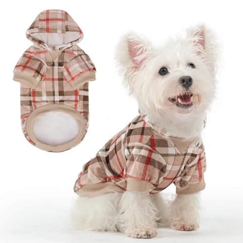 Image of BEAUTYZOO Dog Hoodie Sweaters for Small Medium Large Size Dogs Girls Boys- Premium Quality, Ultra Soft, Superior Comfort Fit, Fleece Lined Hooded Sweatshirt- Cold Weather Pet Clothes Winter Coat,Plaid