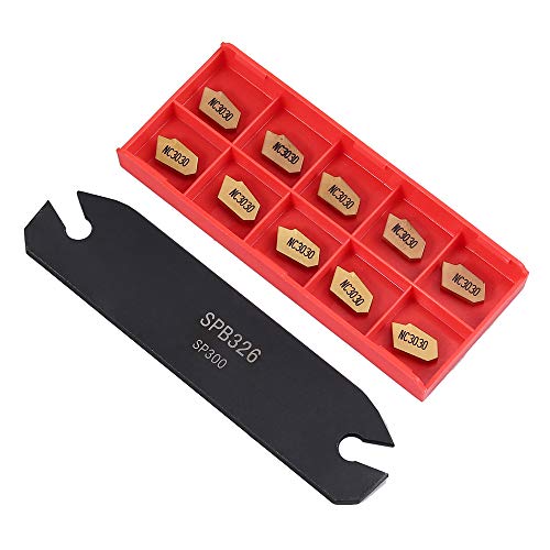 Tanice SPB26-3 26mm Parting Grooving Cut-Off Tool with 10pcs GTN-3 SP300 Insert for Steel Semi-finishing