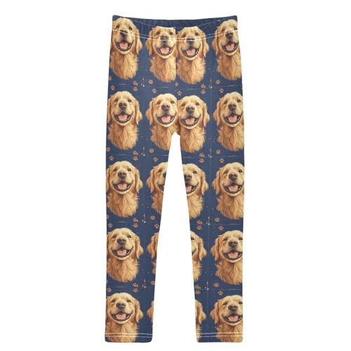 Golden Retrievers Dog Paw Girls Leggings Kids Yoga Pants Dance Active Tights 4T