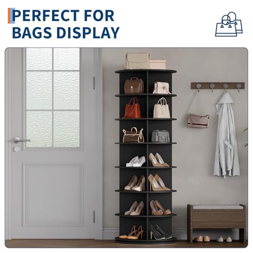 GarveeHome 7 Tier Rotating Shoe Rack Tower, 360° Revolving Free Standing Spinning Shoe Organizer, Vertical Spinning Shoes Display, Shoes Rack Storage Round Carousel, Rotate Shoes Closet Organization