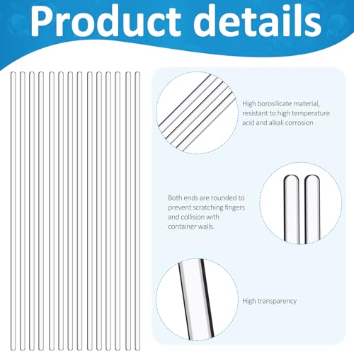48 pcs u glass stirring rods bulk 12 inch length glass sticks 6 mm diameter solid stirring sticks borosilicate stir rods with both ends round for lab kitchen science education