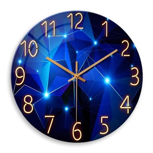 Horloge murale de 40,6 cm en verre design contemporain noir et doré