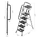 KINGRACK 5 Step Ladder with Tool Platform, 900 lbs Sturdy Step Stool with Handrail, Folding Steel Ladder with Wide Pedal, Safety Ladder for Adults Home Outdoor Painting Garage Office