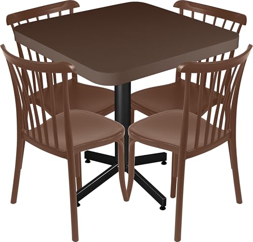 El Mejor Listado de Comedor Chocolate 4 Sillas del mes. 49 Comedor con Cuatro sillas y Mesa de fórmica Resistente al Uso Diario, Funcional y fácil de Limpiar Ideal para Cocina, Bar, cafetería o Restaurante Estilo Moderno Modelo Nordik...