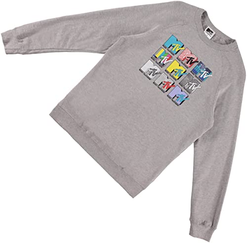 Mtv 90S Classic Hoodie Sweatshirt - Mens Logo Iconic Crewneck Sweatshirt - 80S 90S I Want My Shirt (Heather Grey, Large) #TOP5