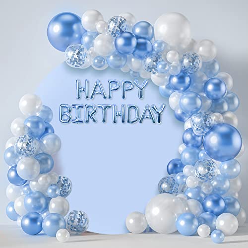 Image of Blue Round Backdrop Cover 7.2ft Blue Circle Arch Cover Birthday Photography Background for Party Baby Shower Wedding Decorations