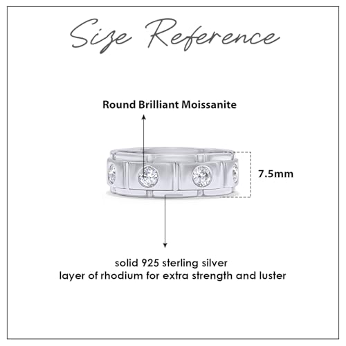 1 1/4 Carat Round Cut Moissanite Diamond Men's Bezel Set Eternity Anniversary Wedding Band Ring In 14K Gold Over Sterling Silver Jewelry Gift For Men (VVS1 Clarity, 1.25 Cttw)2