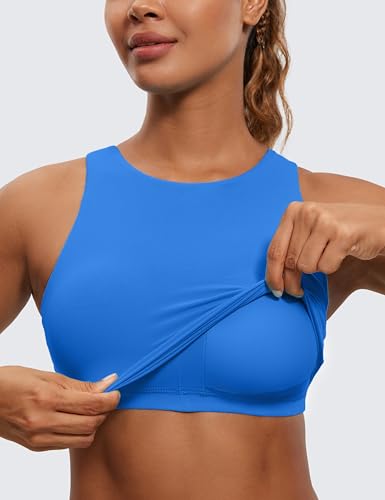 Image of CRZ YOGA Butterluxe High Neck Crop Tank Tops | Light Support, Removable Pads, Yoga, Extremely Soft, Racerback, Longline Sports Bras for Women