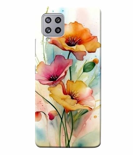 Image of Printed Hard Back Case Cover & Compatible for Samsung Galaxy F22 / Samsung Galaxy M22 | Flower Painting Art (Multicolor) - D1187